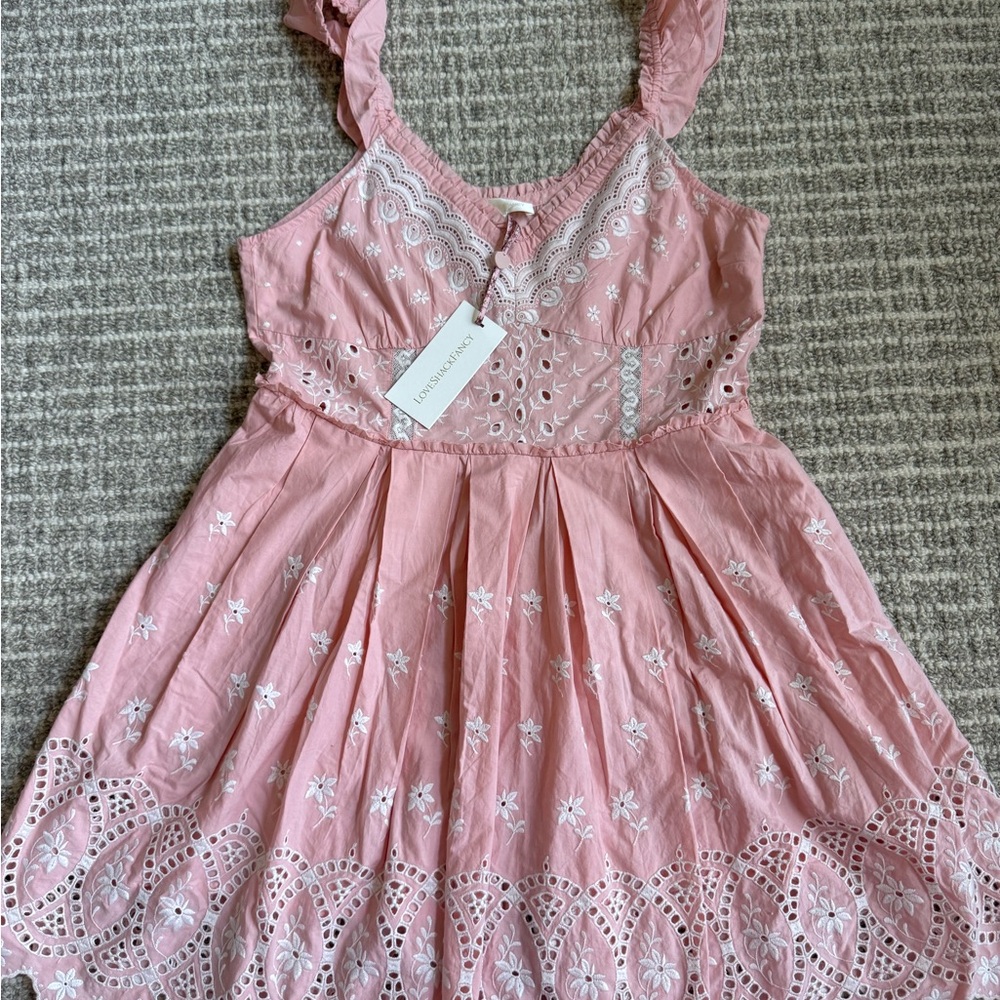 LoveShackFancy Pink Eyelet Women’s Dress